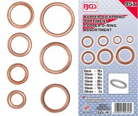 BGS TECHNIC Assortment of Hollow Copper Seals, 95 Pieces