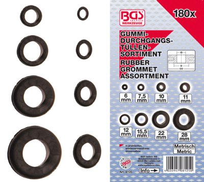 BGS TECHNIC Assortiment Doorgangringen Metrisch, 180-delig