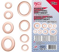 BGS TECHNIC Assortment of Copper Seals Metric, 75 pieces