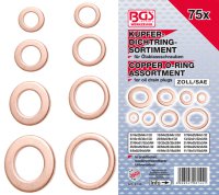 BGS TECHNIC Assortiment Koperen Dichtingen Inch, 75-delig