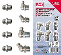 BGS TECHNIC Assortment of Grease Nipples, 110 pieces