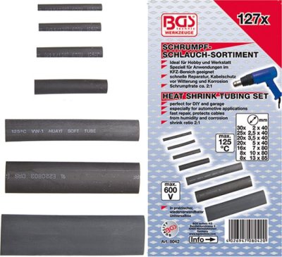 BGS TECHNIC Tubing Assortment, 127 Pieces