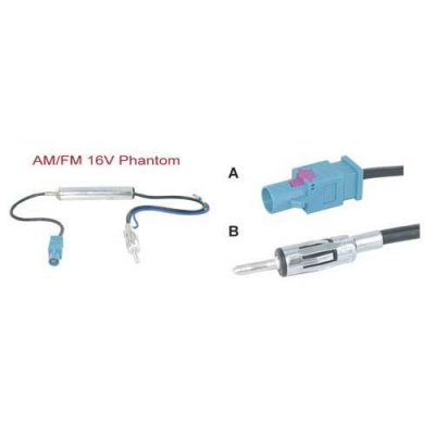 SINATEC Antenna Adaptor Am/fm 16v Phantom Fakra Male -> Din Male