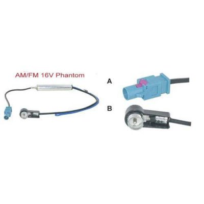 Adaptateur D'antenne SINATEC Am/fm 16v Phantom Fakra Mâle -> Iso 50Ω Mâle