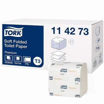 Papier Hygiénique Plié TORK Premium, 2 Couches, 11x19cm, T3