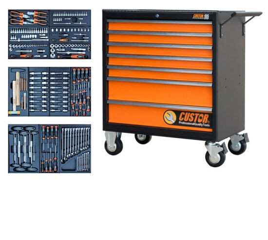 CUSTOR Gereedschapswagen King Size, 3 Laden Gevuld, 13 Modules