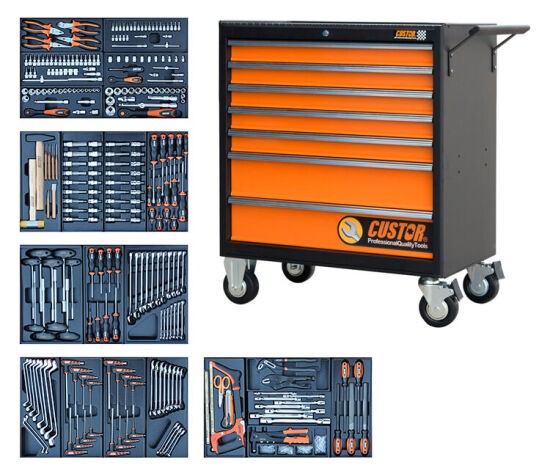 CUSTOR Gereedschapswagen King Size, 5 Laden Gevuld, 22 Modules