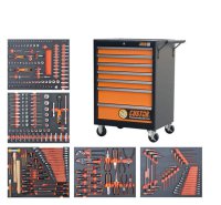 CUSTOR Tool Trolley Compact, 5 Trays Filled In Foam, 20 Modules