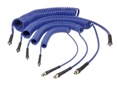 DELTACH Pu Spiral Air Hose 6.5x10mm, 1/4" (6.3mm) Connection, 4m