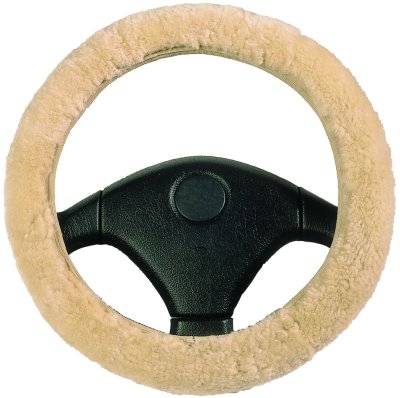 WALSER Steering Wheel Cover, Sheep Wool, Beige, 37-39cm