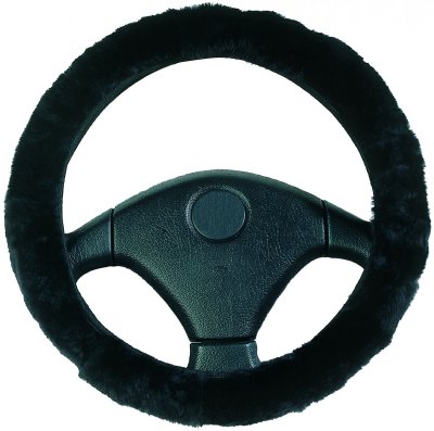 WALSER Steering Cover, Sheep Wool, Anthracite, 37-39cm