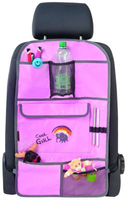 WALSER Seat Protector Back With Organizer, Cool Girl, Pink